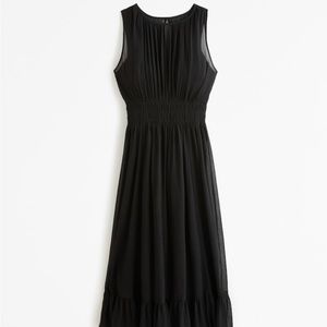 Black Abercrombie Easy High-Neck Midi Dress